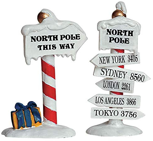 Lemax Christmas Village North Pole Signs Set Of 2-64455