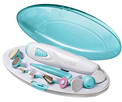 KISS Power File to Go Battery Powered Mani/Pedi Tool Professional Nail Care with 8 Attachments & Storage Case, Shape, Clean, and Polish Nails