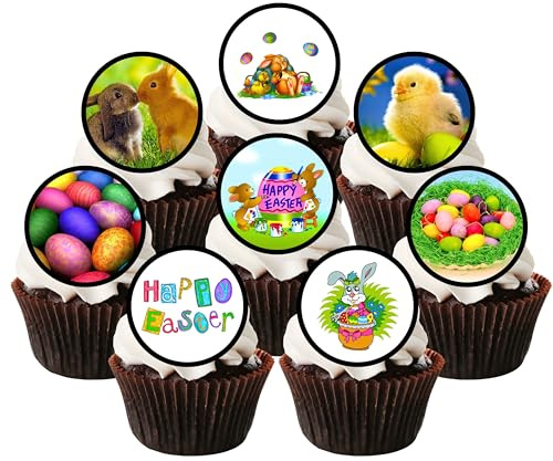 48 de Pâques comestible Premium Épaisseur sucré, vanille, décorations en papier de riz pour cupcakes Mini, Cake Pops, cookies