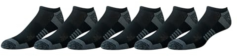 Amazon Essentials Men's Cotton Performance Cushioned No Show Athletic Running Socks, 6 Pairs, Black, 8-12