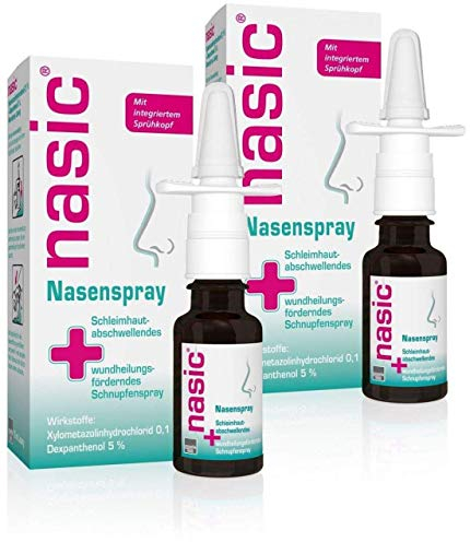 nasic Nasenspray mit dem Wirkplus | Abschwellendes & wundheilungsförderndes Schnupfenspray für Erwachsene & Schulkinder | Mit Xylometazolin & Dexpanthenol | Sparset mit 2 x 10 ml