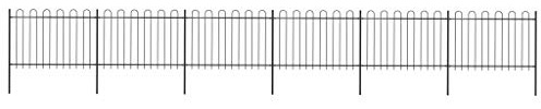 vidaXL Recinzione da Giardino con Parte Superiore ad Anello in Acciaio 1070x120 cm Nera