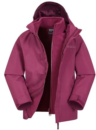 Mountain Warehouse Fell 3 in 1 Wasserabweisende Kinderjacke - Atmungsaktive, Regenjacke für Jungen und Mädchen - Für Spaziergänge, Wanderungen & Outdoor Beere Kinder 140 EU (9-10 Jahre)