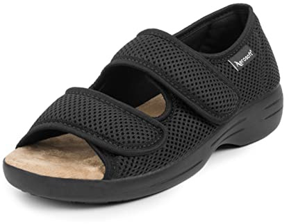 Aerosoft Sandali Stretch 06 Donna Uomo Pantofole Antiscivolo Chiusura a strappo (nero, 42)