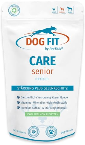 DOG FIT by PreThis® Care Senior für ältere Hunde I Für Vitalität, Wohlbefinden und die Unterstützung der normalen Gelenkfunktion. Mit essenziellen Nährstoffen, ohne Zusätze I medium 10-25 kg