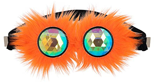 Boland 61870 - Partybrille Rave, Orange, mit Plüsch und Gummiband, holografische Gläser, Techno-Party, Kostüm, Karneval, Mottoparty, EM, WM, Fanartikel