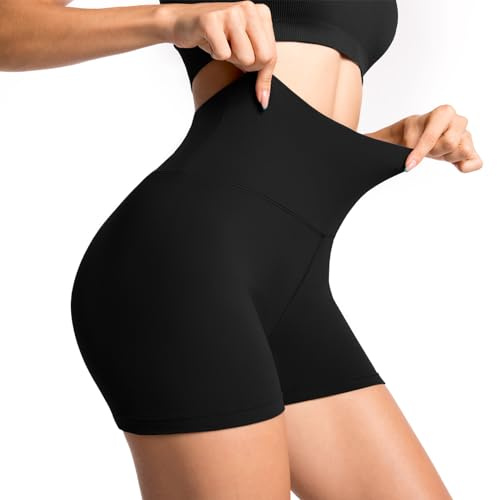 Sanpetix Gym Shorts for Women, Black Cycling Shorts for Biker Workout Running Yoga Black 1 Pack LXL