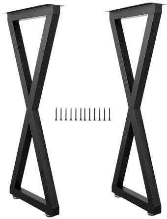 ALLCOS Metal Bar Table Legs, 36 Inch Heavy Duty Dining Table Leg with Adjustment Feet Furniture Legs, Black, Set of 2