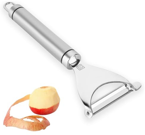 Pelador de patatas afilado, pelador de acero inoxidable, pelador de verduras 3 en 1 con removedor de ojos de patata, para frutas y verduras, hoja de péndulo para zurdos y diestros