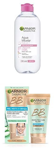 PACK GARNIER Agua Micelar, 400ml + GARNIER Bb Cream Matificante Con Spf 25 50 Ml- Tono Medio