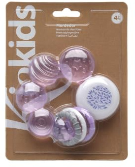 Kiokids | Mordedor de Frío para Bebé 11cm Lavanda | Alivio de Dentición | Texturas y Forma Ergonómica | Relleno de Agua Esterilizada | Fácil Agarre | Ideal para Bebés +3 Meses