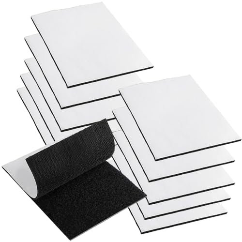10 Piezas Pasta Doble Cara, Pasta Autoadhesivo, Cinta Gancho y Bucle, Fuerte Gancho y Bucle, Fuertes Almohadillas Adhesivas Doble Cara, para Hogar y Oficina (Negro)
