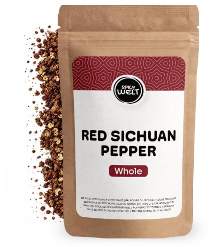Spicy Welt Hela Röda Sichuanpepparkorn (250g)– Röd Sichuanpeppar för Wok, Asiatiska Grytor, Chiliolja, Nudelrätter, Marinader och Fisk | Kittlande, Citrusdoftande och Aromatisk | 100% Naturren, Utan