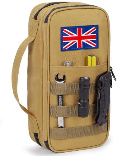 Bolsa de herramientas táctica para hombre – Organizador multiusos resistente al agua con gran apertura y cremallera, caja de herramientas pequeña y duradera para reparaciones, carpinteros y manitas