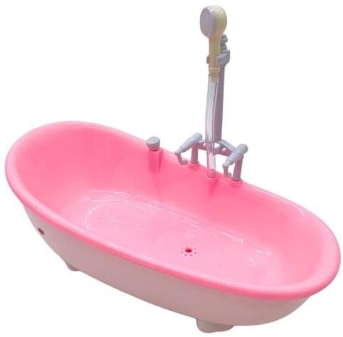 Rwigeboo Meubles de Maison de poupée, Baignoire électrique pour poupée bébé avec pulvérisateur Douche 6, 5x8, 8x3, 7 Meubles Miniatures pour décoration Salle Bain Maison