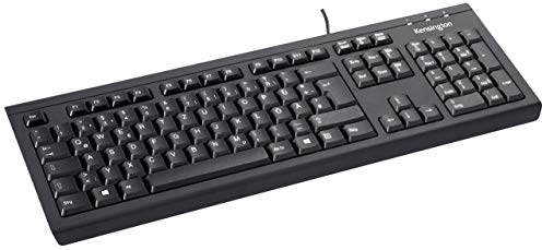 Kensington Kabelgebundene Tastatur, USB-Anschluss, mit Kabel (1,5 m), Spritzwassergeschützt, PC/Laptop, Deutsches QWERTZ-Layout, Ideal fürs Home Office, ValuKeyboard, Schwarz, 1500109DE
