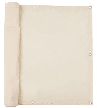 jarolift Revestimiento para Balcón Impermeable, Lona de Protección Solar y contra el Viento, 600 x 75 cm (24 Ojales), Crema