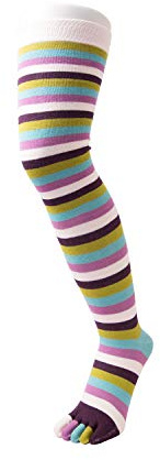 TOETOE - Essential Women Everyday Cotton Over-Knee Toe Socks (1 Pair) (US, Numeric, 4, 11.5, Regular, Regular, Twilight)