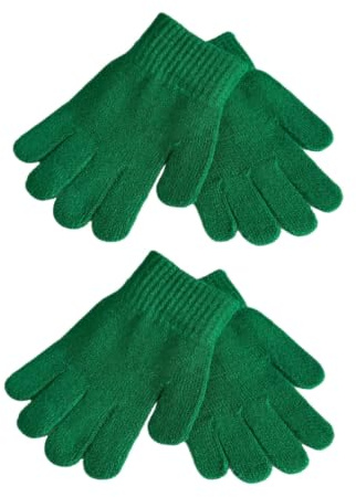 WESTEND CHOICE Kids Gloves 2 Pairs Boys Girls Winter Warm Magic Gloves Children's Stretch Unisex School Knitted Gloves Age 3-7