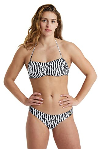 ARENA Allover Bikini Donna a Fascia, Costume da Bagno con Tessuto Stretch ad Asciugatura Rapida, Costume da Donna con Coppe Removibili e Top con Laccetti