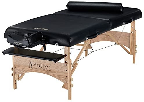 Master Massage 81cm Gibraltar XXL Massageliege Couch Mobil Klappbar Massagebank Beauty Bed Tattoo Liege Holz mit Transporttasche, Schwarz