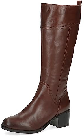 CAPRICE Damen Hohe Stiefel mit Absatz aus Leder Elegant, Braun (Cognac Nappa), 38 EU