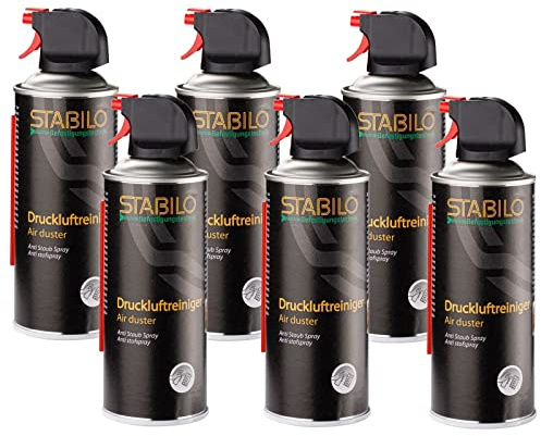 6x Druckluftreiniger Spray 400ml | Druckluftspray, Luftreiniger mit 10cm Sprühverlängerung | 6 Stück