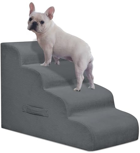 Mesa Lemon Dog Stairs for Small Dogs and Cats, 20 H 4 Steps Dog Ramp for High Beds, Couch, Sofa, Waterproof Pet Stairs with Removable Washable Cover, Non-Slip Sturdy Pet Steps