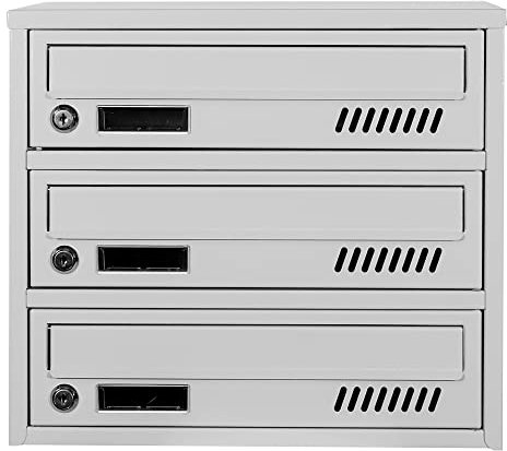 Cassette postali con fissaggio a parete EURO GLM 3 RAL 7035 cassetta postale condominiale Depot 3 con 3 alloggi, cassetta delle lettere