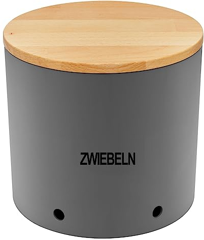 Magu Natur-Design Pot à oignons anthracite en polymère fabriqué à partir de matériaux naturels, Contemporain et écologique, Conteneur de stockage d'oignons, 20,2 x 15,2 cm