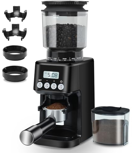 Homtone Kaffeemühle Elektrisch für Siebträger und Behälter, 51 Mahlstufen Kaffeemühle Siebträger Elektrisch, Automatische Kaffeemühle für Drip/Pour Over/Cold Brew/French Press, Schwarz
