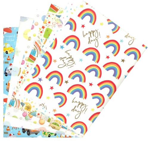 ARKRAFT papier d'emballage cadeau set 6 feuilles taille XXL 90 x 65 cm emballage sans plastique (bébé)