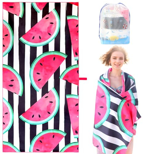 LEcylankEr Toallas de Playa Grande 180 * 90 CM Toalla Playa Mujer Hombre Toalla Microfibra Grandes Toalla Antiarena Secado Rapido Beach Towel para Playa (Sandía Rayada)