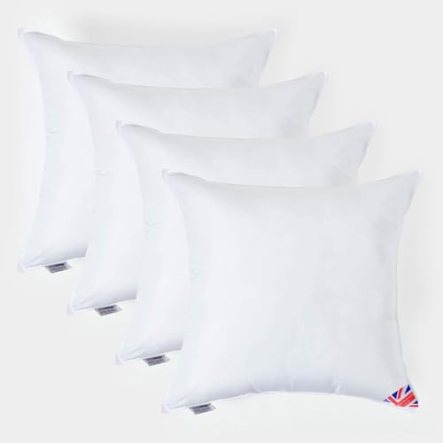 HOMESCAPES 4 Pack Luxury Super Microfibre Cushion Inserts 80cm x 80cm (32 x 32”) Perfect Bounce Back and Soft Cover Generously Filled Inner Pads Hypoallergenic Cushion Filler Handmade Machine Washable