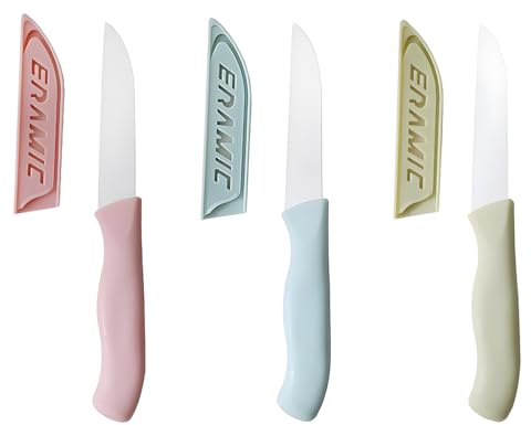 EIHI Coltello Ceramica Cucina, Set Coltelli da Cucina, Coltello da Spelucchino, Coltelli da Cucina Multifunzionali per Verdure, Lavorazione di Impugnatura Ergonomica, 3 pezzo