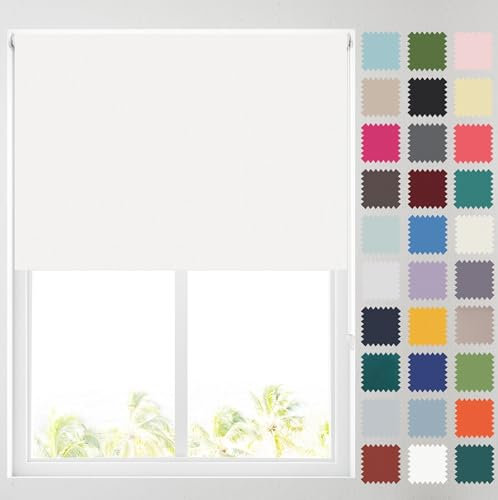Barnes Blinds - Blackout Roller Blinds for Windows, Custom Cut to Size - Black Out Thermal Fabric Durable Fittings Easy Fit - Roller Blind (White 61cm)