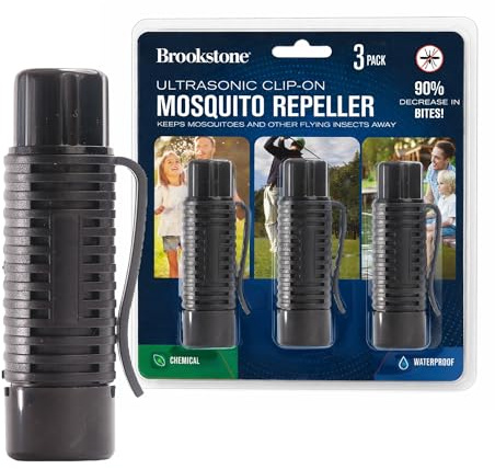 Brookstone Portable Ultrasonic Mosquito Repeller – 3 Pack | Compact Plug-in Indoor Pest Repellent | Ultrasonic Technology | Quiet Operation for Home, Bedroom & Office