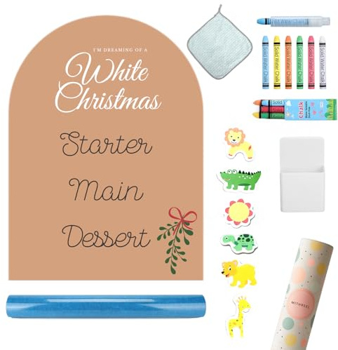 Mithreel Pizarra Magnética Infantil – Pizarra Niños, Adhesiva, Forma Arco y de Color con Tizas – Pizarra Magnetica Adhesiva – Ideal Regalos para Niñas y Niños (CAFE CON LECHE 100X80)