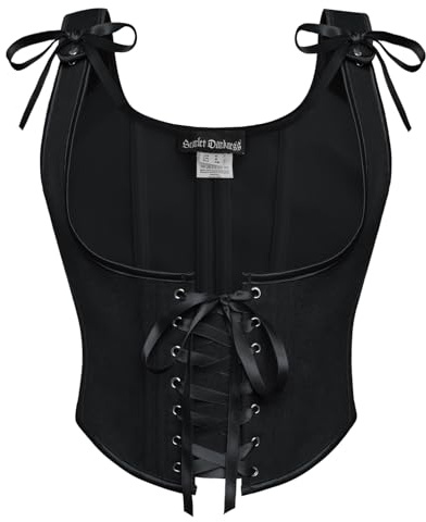 Skarlet mörker kvinnor renässans korsett U-ringad corsage Lace-up Cottagecore korsett topp