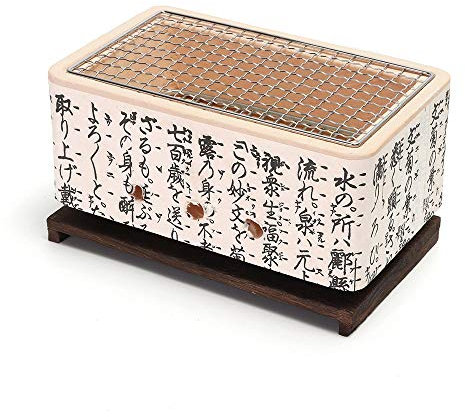Japansk keramisk Hibachi BBQ bordsgrill 4-i-1 ministrill för Yakitori grill kol matlagningsspis med bergmealfigur
