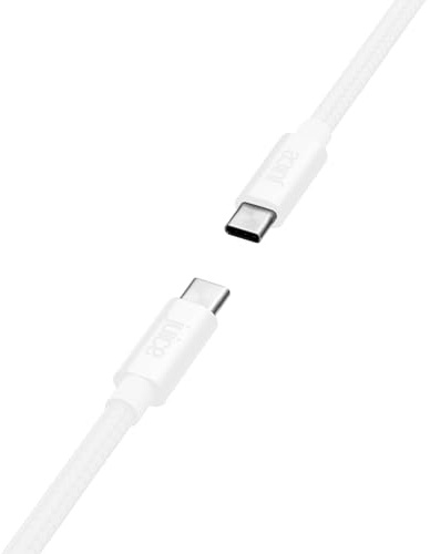 Juice Braided Type C 2m Charging Cable, Fast Charge Braided Data Lead Compatible with iPhone 17, 17 Pro, 17 Pro Max, iPad Air 5, Galaxy S24 Ultra, Mi 11, Pixel 9 – White
