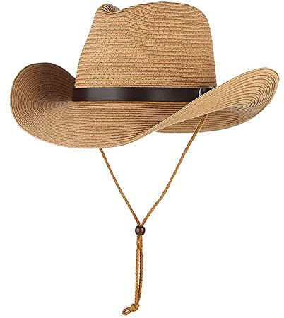 Homme Femme Chapeau de Paille à Large Bord Chapeau de Soleil Fedora en Paille Pliable et Léger Panama Été Anti-UV Classique Panama Trilby Cowboy avec Bandeau Absorbant pour Plage Voyage Vacances,Kaki
