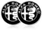 SHANHUHAI 2 Stück Embleme kompatibel mit Romeo Logo 74 mm Emblem vorne hinten Motorhaube Spiegel 147 156 159