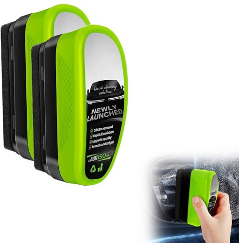 2PCS Car Glass Cleaner, Car Window Cleaner, Automotive Oil Film Cleaning Brush, Cars Windscreen Cleaners, Glass Oil Film Remover for Glass Board Windshield Remove Dirt/Water Stains