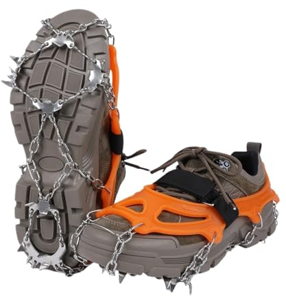 CSSHNL Cramponi Ramponi Antiscivolo Invernali, ramponi da Ghiaccio Unisex, Copriscarpe da Neve, Accessori for Arrampicata all'aperto(19 Teeth Black XL)