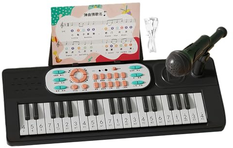 Piano Clavier Électronique pour Enfant - 37 Touches avec Microphone | Jouet Musical Éducatif Rechargeable USB | Instrument Débutant avec Partition et Pupitre, Cadeau Noël Garçon Fille