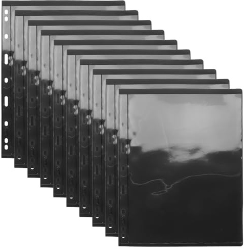 Ipetboom 10 Hojas para Álbum de Colección de Sellos y Monedas, Páginas Negras 9 Perforaciones Estándar, Hojas Pet Resistentes, Almacenamiento para Coleccionista, Adecuado para Organizar
