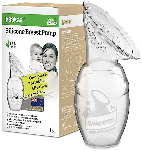 haakaa 100 ML Tire-Lait Manuel, Transparent Tire-Lait en Silicone, Recueil Lait, Sain et Inoffensif, Sauvez Chaque Goutte de Lait Maternel