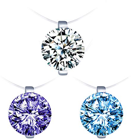 Yumilok Mode Damen Halskette Transparente Angelschnur Halskette Zirkon Clavicle Kette Kristall Weiß Blau Lila mit Anhänger Meerjungfrau Tränen Schmuck Set für Frauen Mädchen