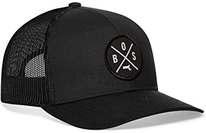 HAKA Boston Hat – BOS Trucker Hat for Men & Women, Adjustable Baseball Cap, Mesh Snapback, Outdoor Golf Hat - Black